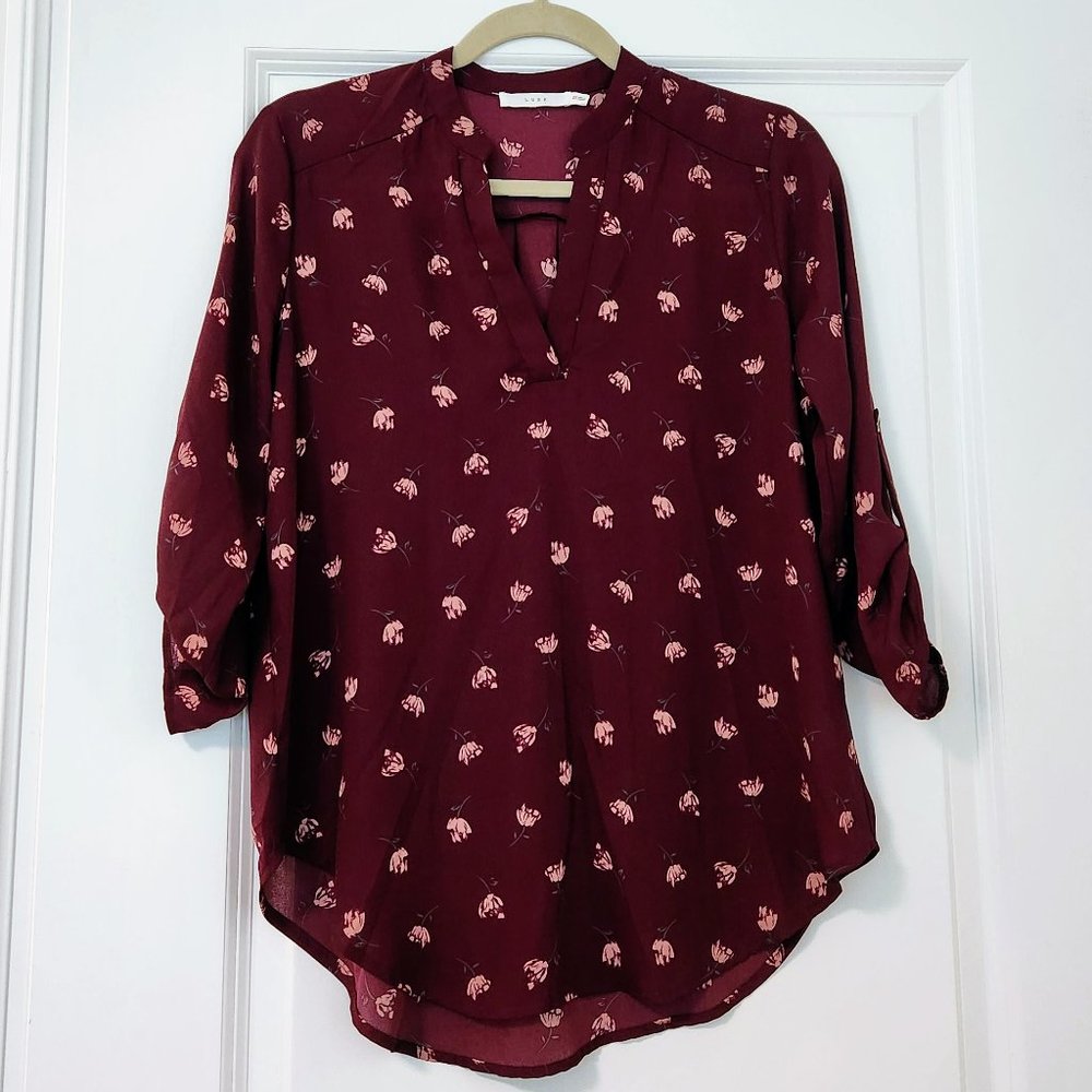 Lush Rose Print 3/4 Blouse
